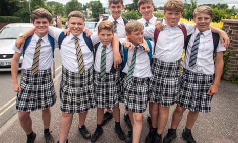 Schoolboys from Isca academy in Exeter wore skirts in protest at not being allowed to wear shorts even when temperatures reached 30C. 