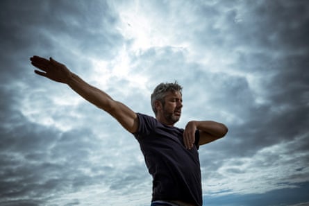 Adrian Miller uses Qigong, an ancient Chinese meditation to help his emotional well-being and mental health. It is integral to his recovery from addiction. Photograph by Christopher Hopkins for The Guardian