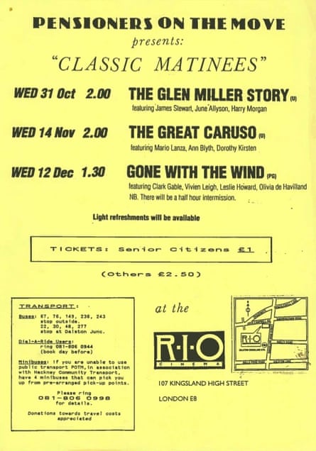 A leaflet for the classic matinees at the Rio from the 1980s.