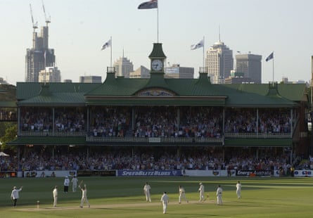 Steve Waugh reaches his century during the fifth Ashes Test at the SCG in 2003.