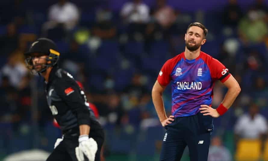 England’s Chris Woakes, pictured against New Zealand, was a menace in the powerplay but was less effective in his overs at the death.