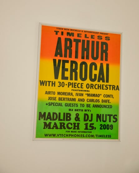Poster from the concert in Los Angeles, in March 2009, on a wall in Arthur Verocai’s house.
