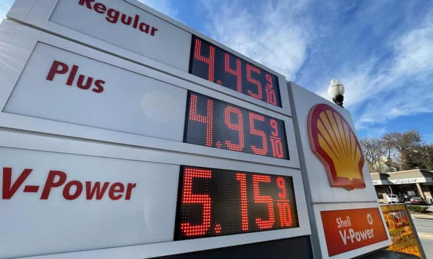 The board of a shell gas station in Arlington, Virginia on Tuesday.