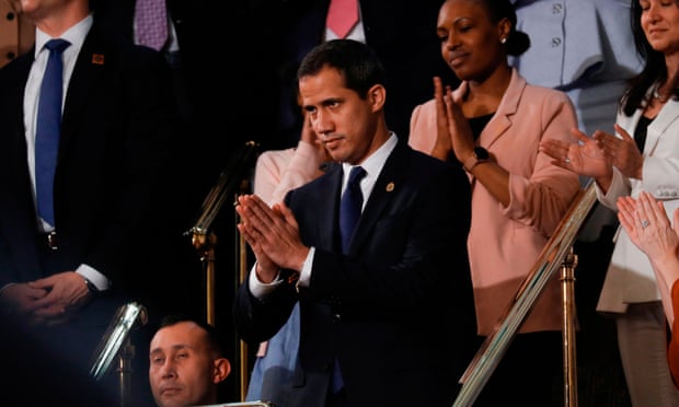 Juan Guaidó acknowledges applause during Donald Trump’s State of the Union address on Tuesday.