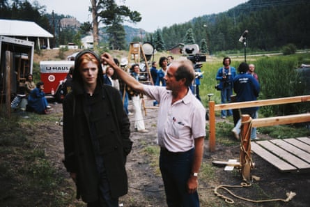 Roeg with David Bowie on the set of The Man Who Fell to Earth in 1975.