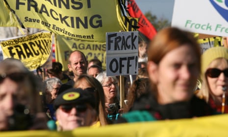 Anti-fracking protesters at Preston New Road, Lancashire.
