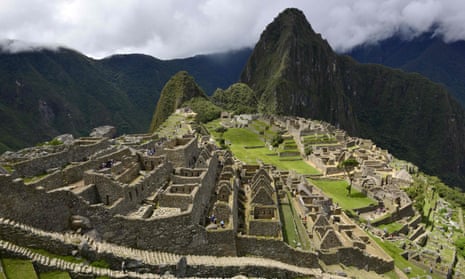 View of the Machu Picchu complex, the Inca fortress enclaved in the south eastern Andes of Peru