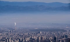 Smog above the skyline of Sofia, Bulgaria