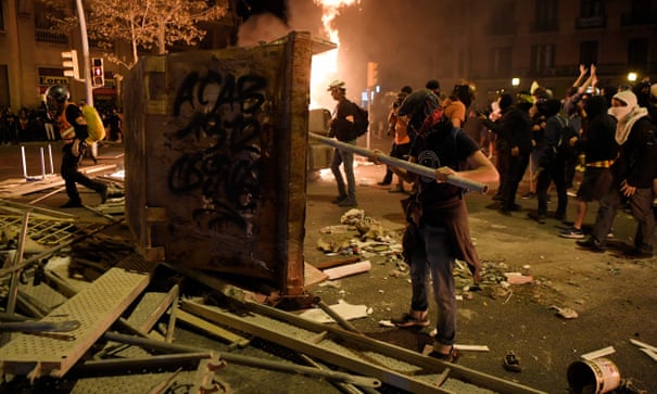 Image result for Third night of violence in Barcelona after jailing of Catalan separatists