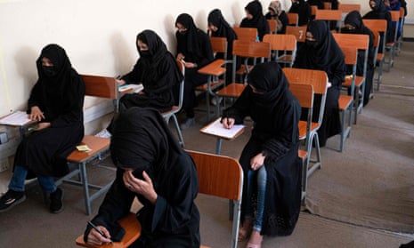 Afghan female students take entrance exams at Kabul University in October