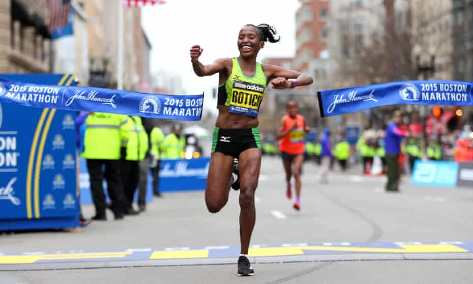 Caroline Rotich of Kenya wins the 2015 Boston Marathon.