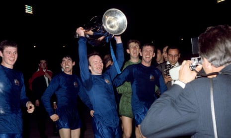 Celebrating European Cup glory with Manchester United in 1968