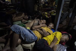 Inmates trying to sleep inside the overcrowded Quezon City Jail