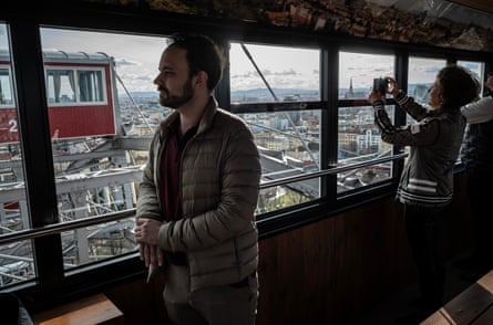 Marcus How, a political consultant, riding the Wiener Riesenrad ferris wheel in Vienna.