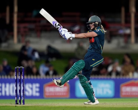 Ellyse Perry plays a shot during AustraliaâÂÂs narrow win over New Zealand in the first T20 at North Sydney Oval.