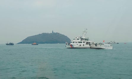Taiwan’s coast guard works during a rescue operation after a Chinese fishing boat capsized near Taiwan-controlled Kinmen islands
