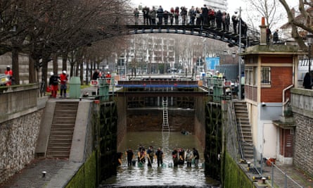 Canal Saint-Martin maintenance in Paris in 2016.