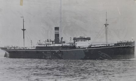 Black and white archive photograph of the ship Tsushima Maru