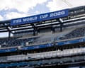 A sign for the 2026 Fifa World Cup hangs at MetLife Stadium.