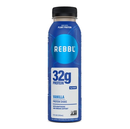 A product photo of a 32g Vanilla Protein Shake