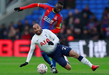 Tottenham’s Lucas Moura did not find much joy against the Crystal Palace defence.