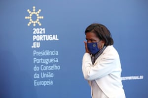 The Portuguese justice minister, Francisca Van Dunem, at a conference on protection from racial discrimination in Lisbon. Portugal has committed itself to promoting human rights and equal opportunities while it holds the presidency of the Council of the EU.