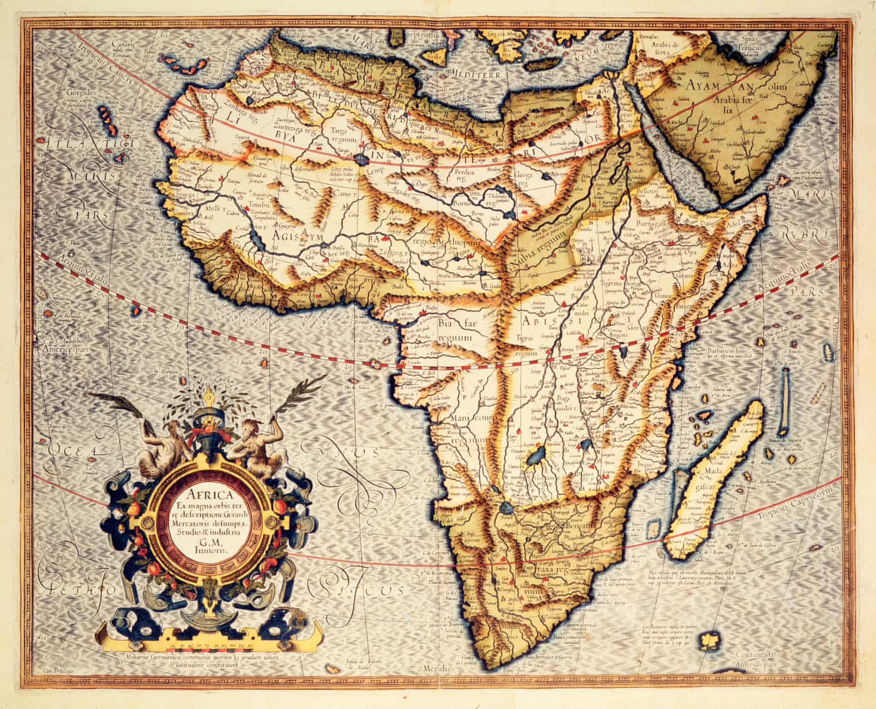 A map of Africa from Mercator's atlas dating between 1595-1602.