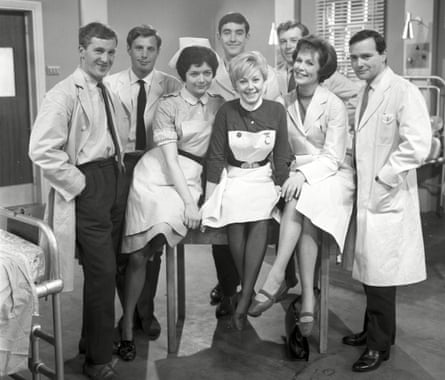 John Line, second from left, with the cast of Emergency Ward 10.