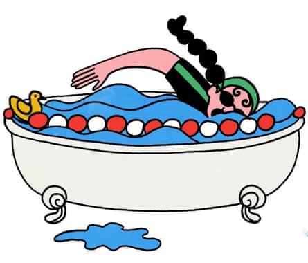 Woman swimming in bath