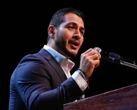 Abdul El-Sayed speaks during a primary election night event.