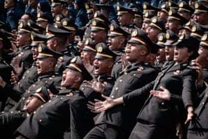 Police graduates roaring as part of ceremony