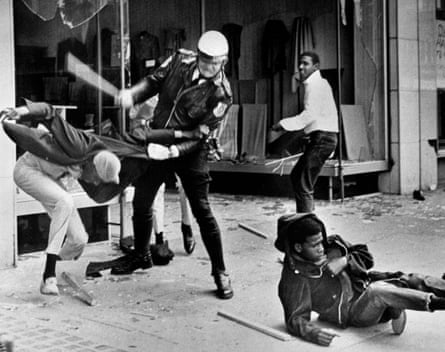 Violence erupts in Memphis after a demonstration in March 1968.