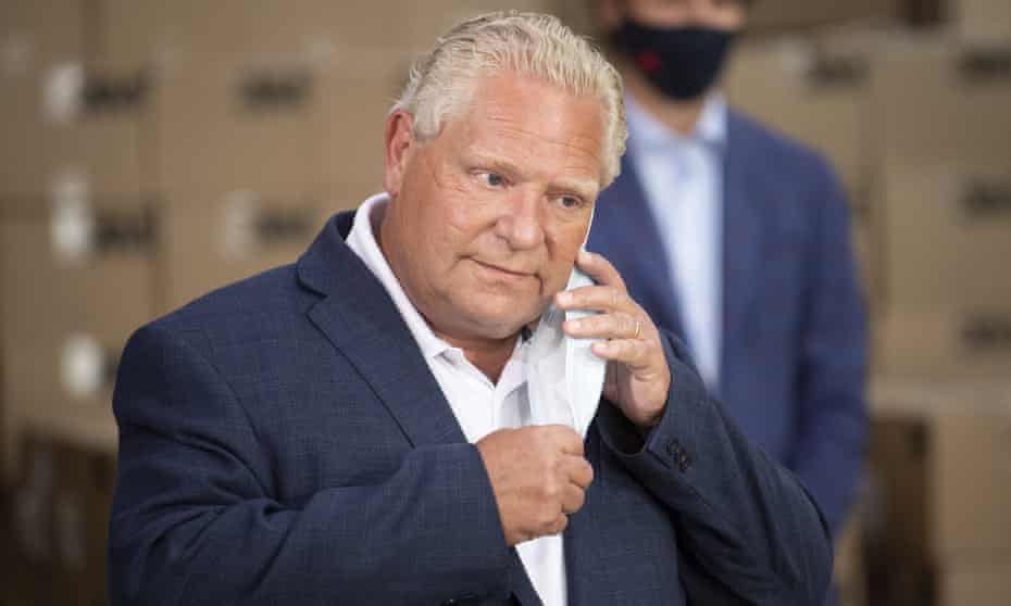 The Ontario premier, Doug Ford, said: ‘We will throw the book at you if you break the rules.’