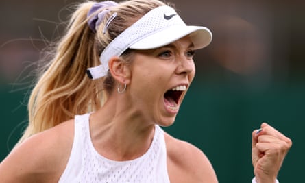Katie Boulter shows her delight after winning a crucial point.