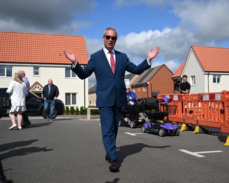 Nigel Farage after casting his vote for the local council elections in Walton-on-the-Naze, 7 May 2026.