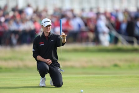 Charley Hull lines up a putt astatine nan Women’s Open