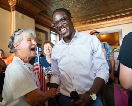 David Crowley, Democratic candidate for Wisconsin governor, with Karen Hilt, left.