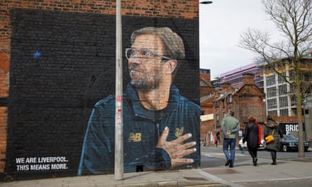 A mural of Jürgen Klopp by the street artist “Akse” on the corner of Jordan and Jamaica Street in Baltic Triangle in Liverpool