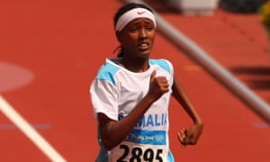 Samia Yusuf Omar competes in the women’s 200m heats in Beijing, 2008.