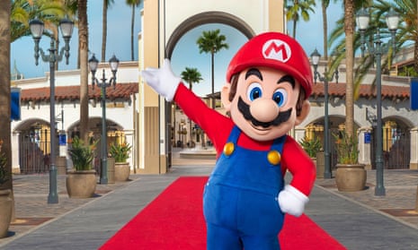 Mario at the entrance to Super Nintendo World.