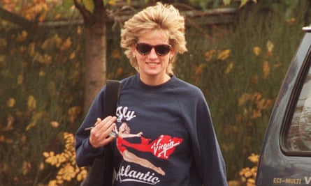 Princess Diana arrives at the gym in November 1995 wearing the Virgin Atlantic sweatshirt.