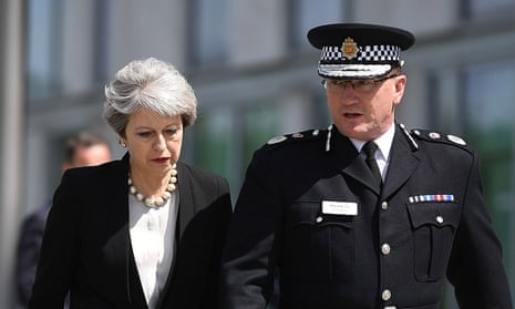 Theresa May with the Greater Manchester police chief constable Ian Hopkins.