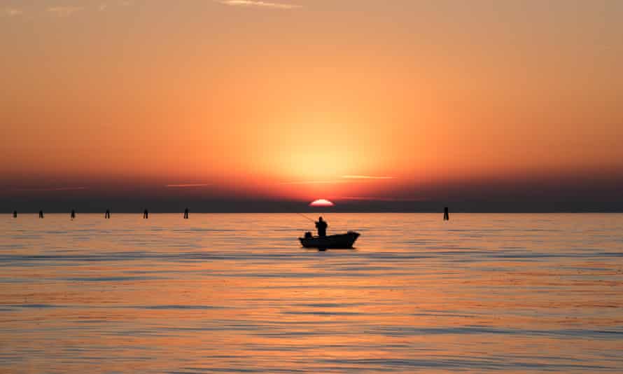 Sunset over the lagoon at Grado.