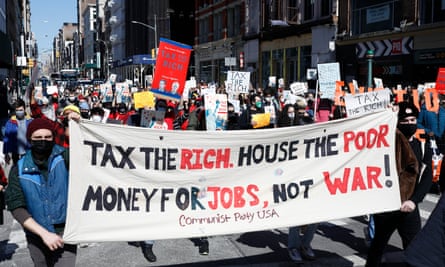 Protesters in New York on a  Tax The Rich march.