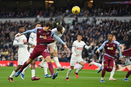Pau Torres heads in Aston Villa’s equaliser deep into first-half stoppage time.