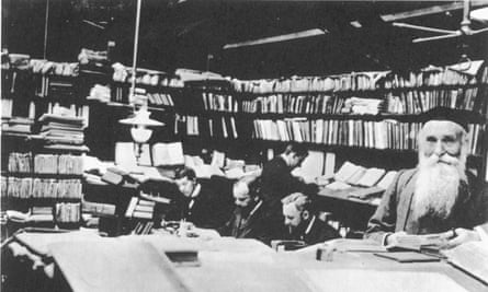 James Murray and his staff compiling the first edition of the New English Dictionary, published in 1928.