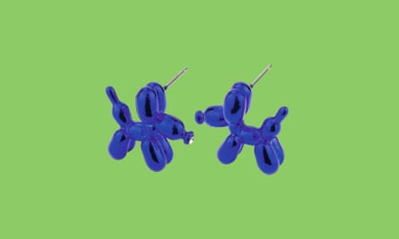 Blue balloon dog earrings
