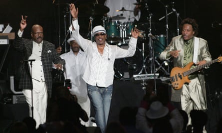 Ronnie Wilson, left, and his brothers, Charlie and Robert, performing with the Gap Band at the 2005 BMI Urban music awards in Miami Beach, Florida, 2005.