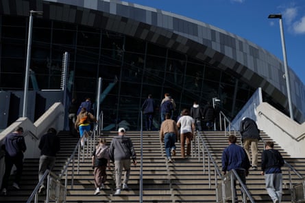 Heading up the stairs into the stadium
