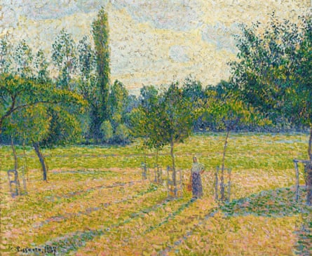 The Turbine Corridor is again, Cerith Wyn Evans goes dwelling and an Egyptian stone speaks – the week in artwork | Artwork and design 2 Almost infinite colours … Late Afternoon in Our Meadow, 1887, by Camille Pissarro.